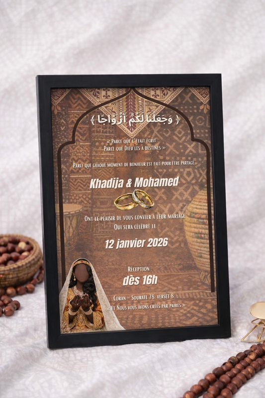 Invitation de mariage personnalisée- cadre et digitale